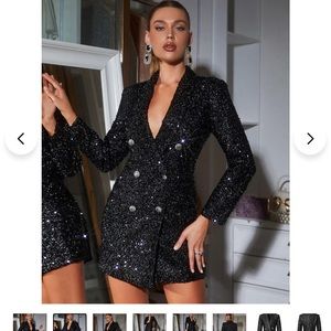 Black Sequin Blazer Dress